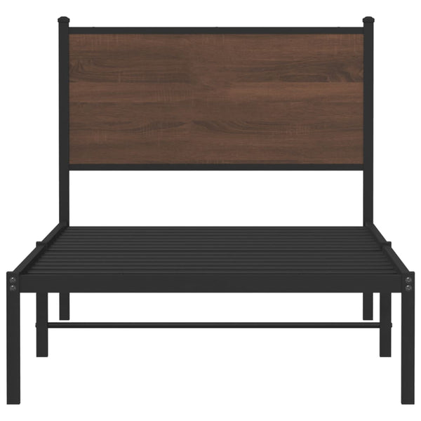 Metallbett 80x200 cm Braun Eichen-Optik