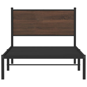 Metallbett 100x190 cm Braun Eichen-Optik
