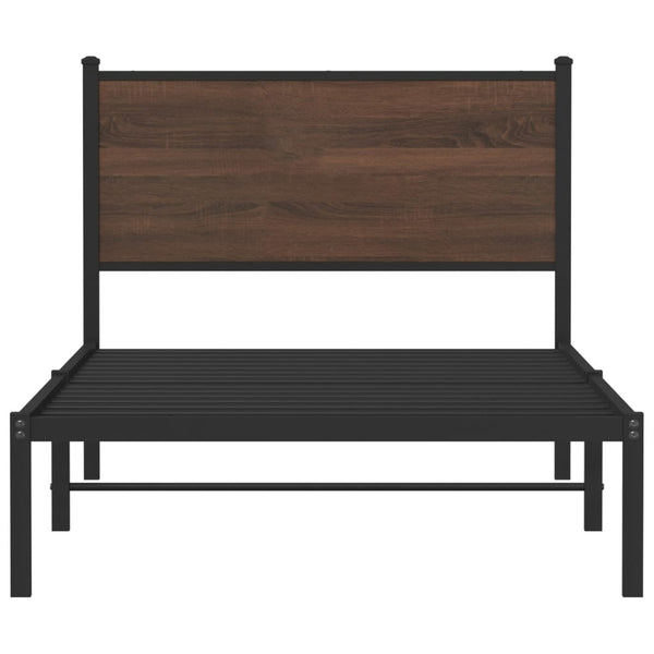 Metallbett 100x190 cm Braun Eichen-Optik