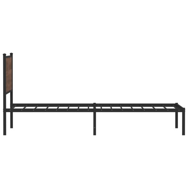 Metallbett 100x190 cm Braun Eichen-Optik