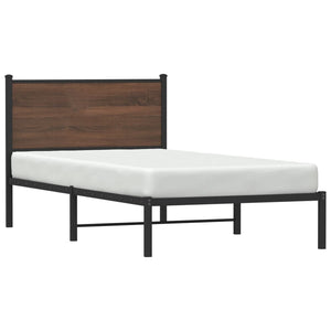 Metallbett 100x200 cm Braun Eiche ohne Matratze