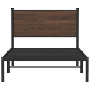 Metallbett 100x200 cm Braun Eiche ohne Matratze