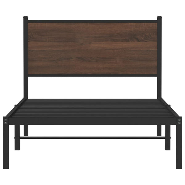 Metallbett 100x200 cm Braun Eiche ohne Matratze