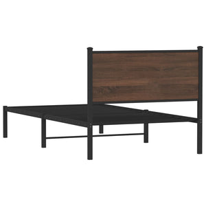 Metallbett 100x200 cm Braun Eiche ohne Matratze