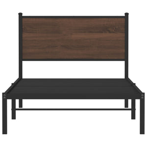 Metallbett 107x203 cm Braun Eichen-Optik