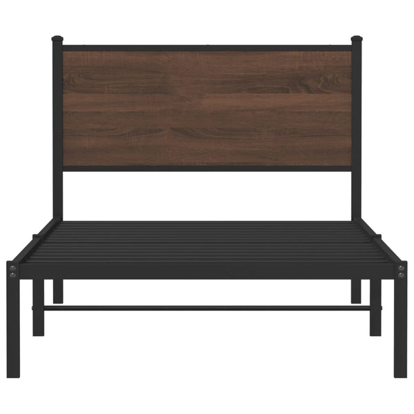 Metallbett 107x203 cm Braun Eichen-Optik