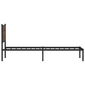 Metallbett 107x203 cm Braun Eichen-Optik
