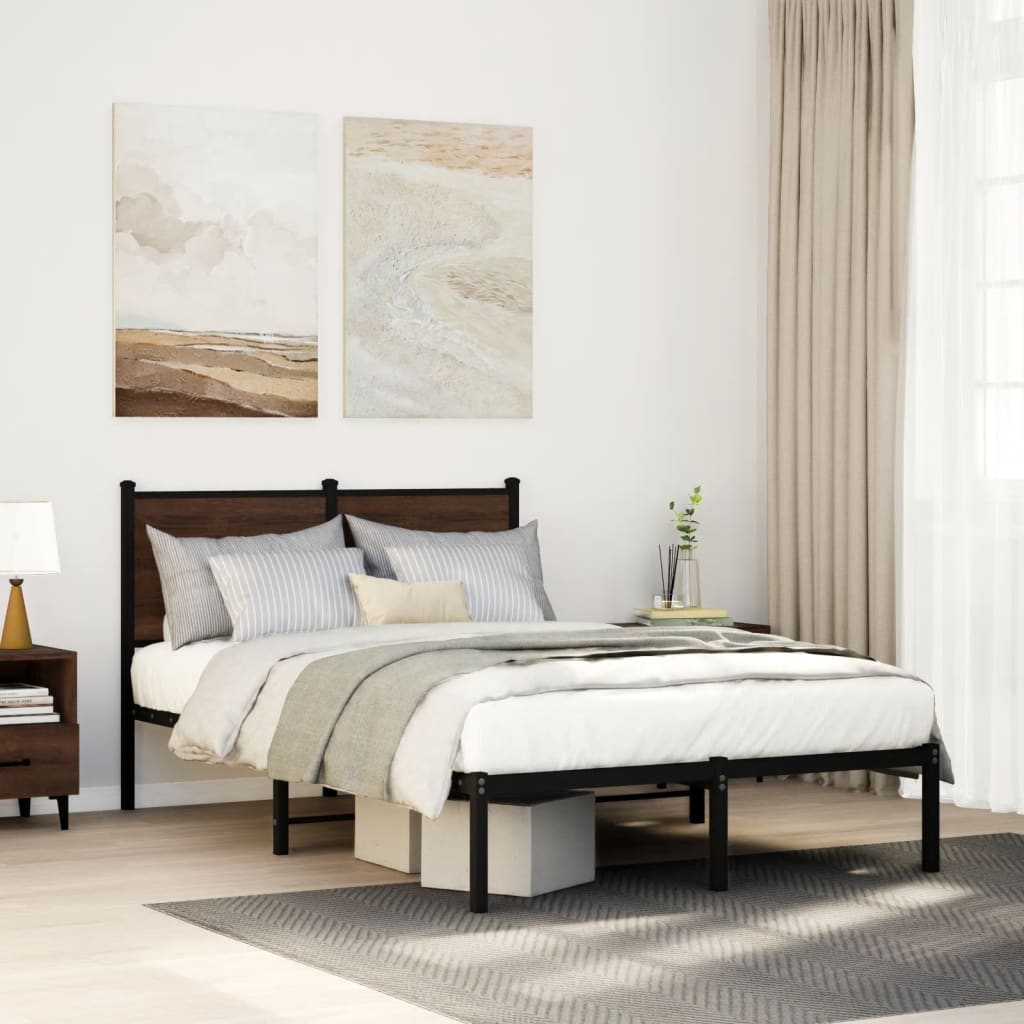 Metallbett 120x190 cm Braun Eichen-Optik