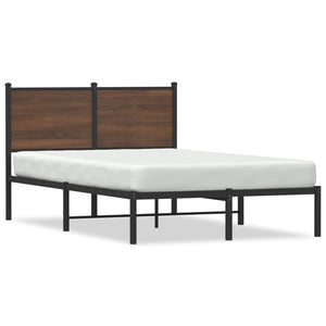 Metallbett 120x200 cm Braun Eiche