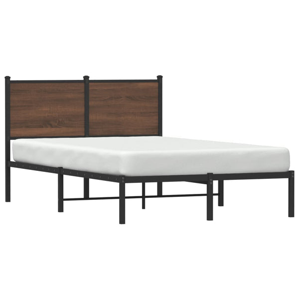 Metallbett 120x200 cm Braun Eiche