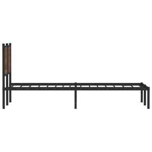 Metallbett 120x200 cm Braun Eiche