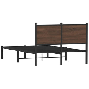Metallbett 120x200 cm Braun Eiche