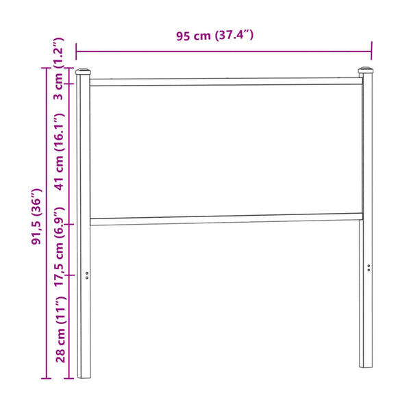 Ersatz-Kopfteil Braun Eiche 90 cm