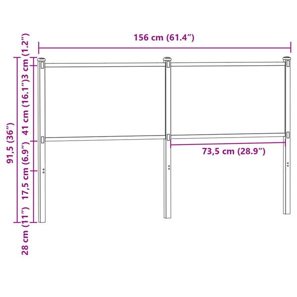 Braunes Kopfteil in Eichenoptik, 150 cm