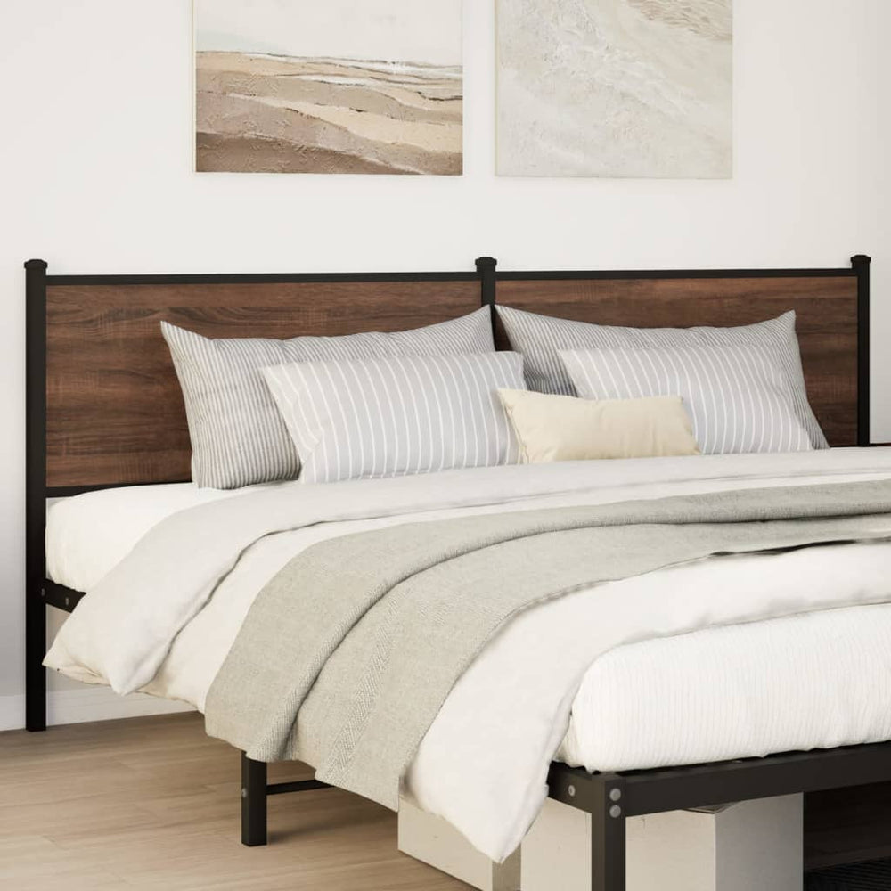 vidaXL Tête de lit de rechange Marron aspect chêne 200 cm Bois d'ingénierie et acier
