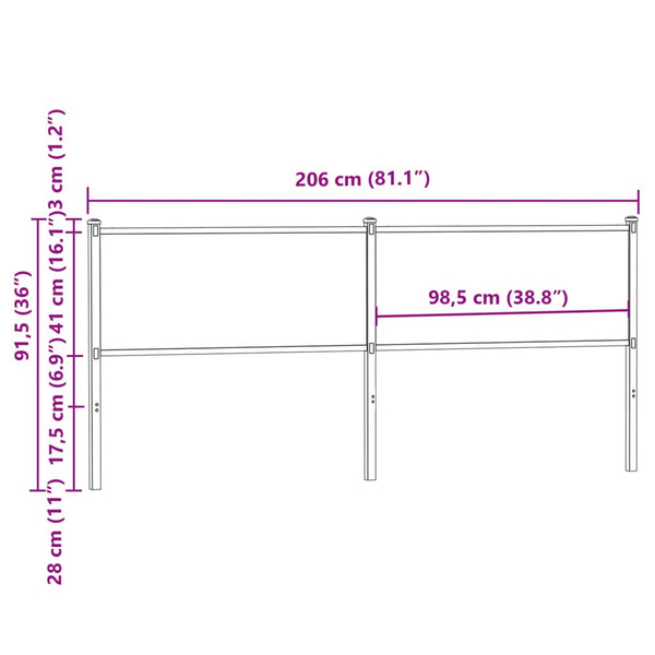 Ersatz-Kopfteil Braun Eiche 200 cm