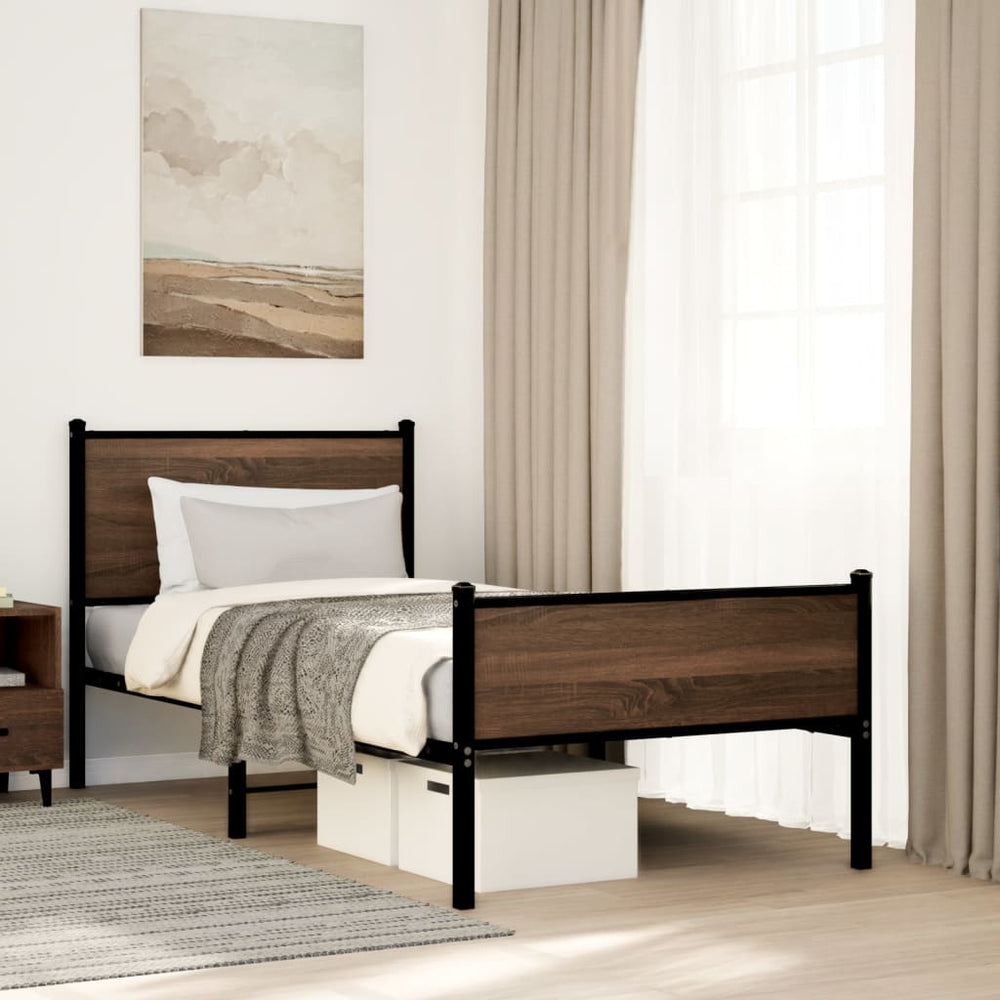 Metallbett Eichen-Optik 90x200 cm