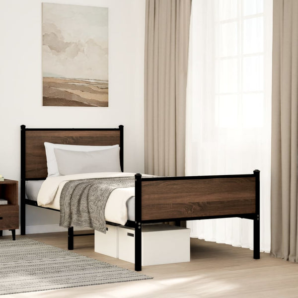 Metallbett Eichen-Optik 90x200 cm