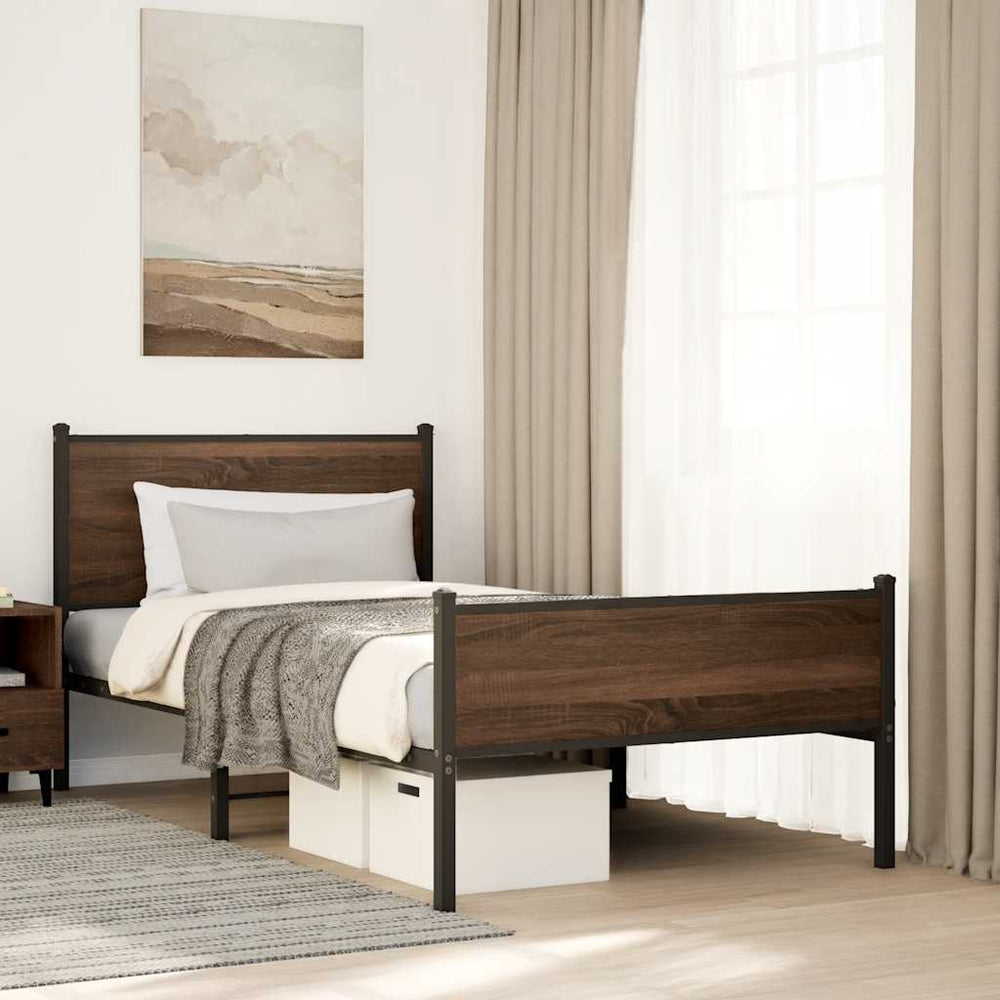 Metallbett 100x200 cm Eichen-Optik