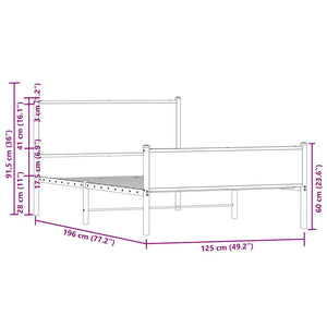 Metallbett Eichen-Optik 120x190 cm