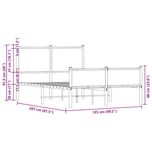 Metallbett 120x200 cm Eichen-Optik
