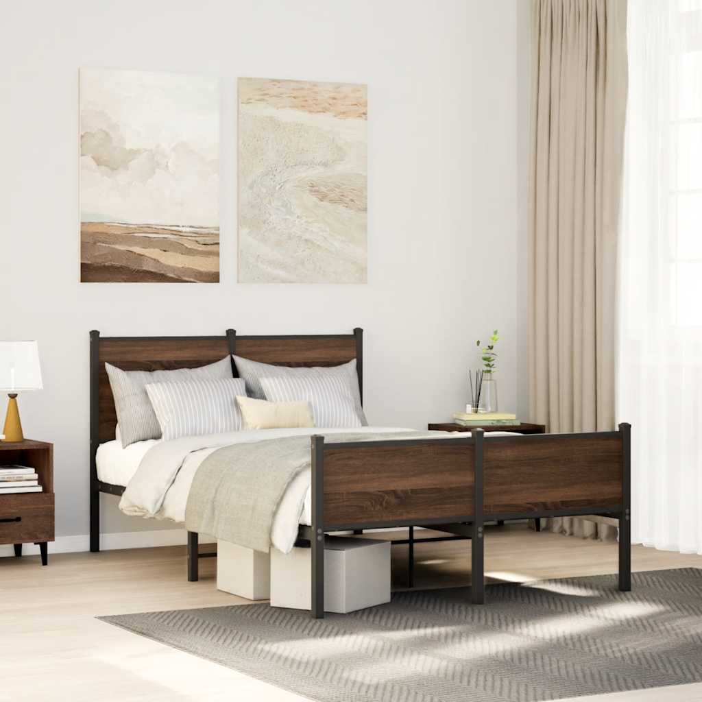 Metallbett 120x200 cm Eichen-Optik