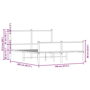 Metallbett 140x200 cm Eichen-Optik
