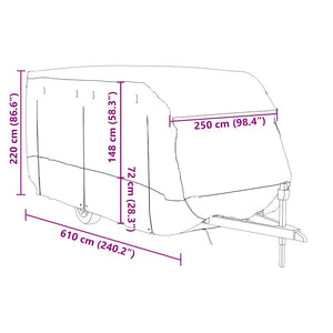 Wohnwagen Schutzhülle Grau 610cm