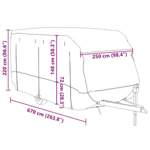 Wohnwagen Schutzhülle Grau 670x250x220cm