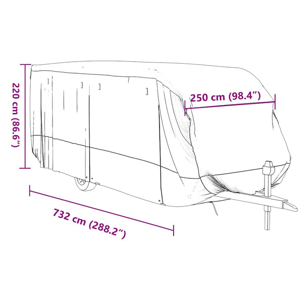 Wohnwagen Schutzhülle Grau 732x250x220cm