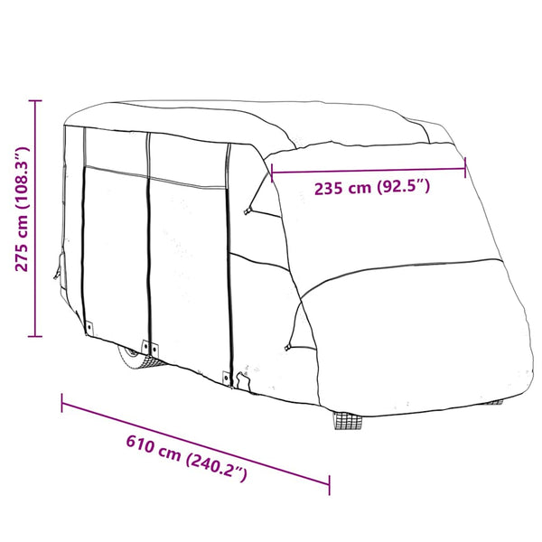 vidaXL Housse de camping-car gris 610x235x275 cm Tissu non tissé