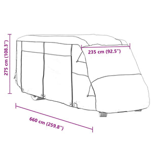 vidaXL Housse de protection pour camping-car gris 660x235x275 cm tissu non-tissé