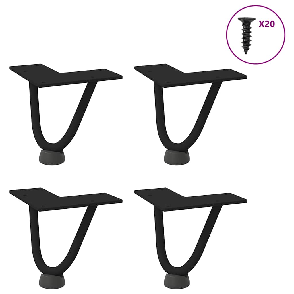 Haarnadelbeine für Couchtisch, 10 cm, Schwarz, 4er-Set