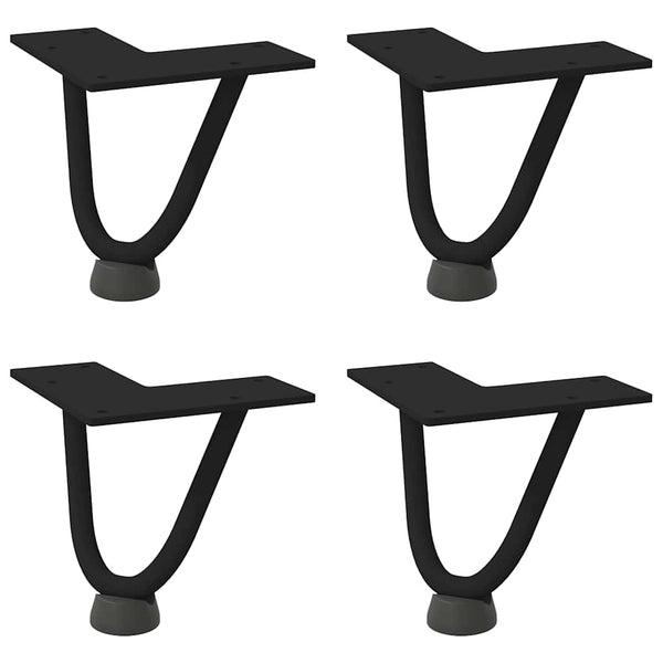 Haarnadelbeine für Couchtisch, 10 cm, Schwarz, 4er-Set