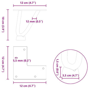 Haarnadelbeine für Couchtisch, 10 cm, Schwarz, 4er-Set