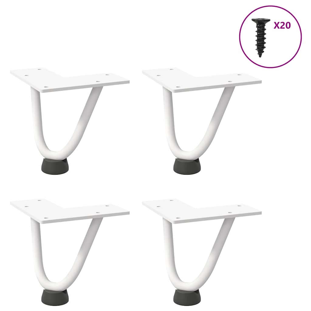 Haarnadelbeine für Couchtisch, 10 cm, Weiß, 4er-Set