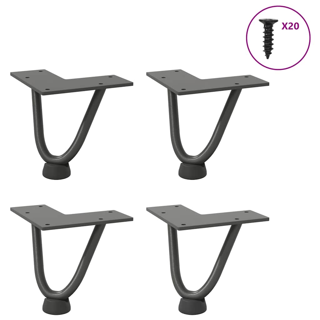 Haarnadelbeine für Couchtisch, 10cm, 4er Set