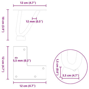 Haarnadelbeine für Couchtisch, 10 cm, 4er-Set