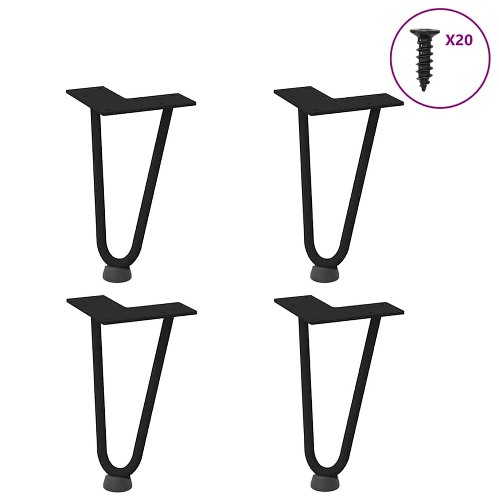 Haarnadelbeine für Couchtisch, 20cm, Schwarz, 4er-Set