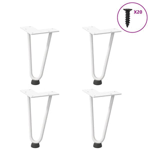 Haarnadelbeine für Couchtisch, 20 cm, Weiß, 4er-Set