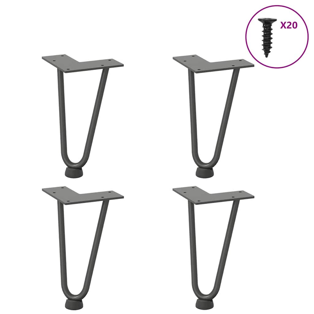 Haarnadelbeine Anthrazit 20cm, 4er Set