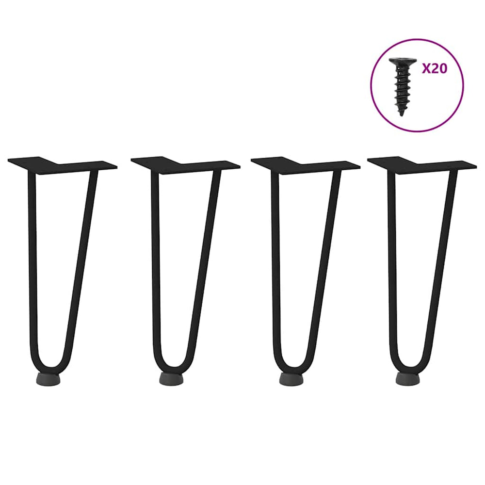 Haarnadelbeine für Couchtisch, 30cm, Schwarz, 4er-Set