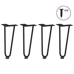 Haarnadelbeine für Couchtisch, 30cm, Schwarz, 4er-Set