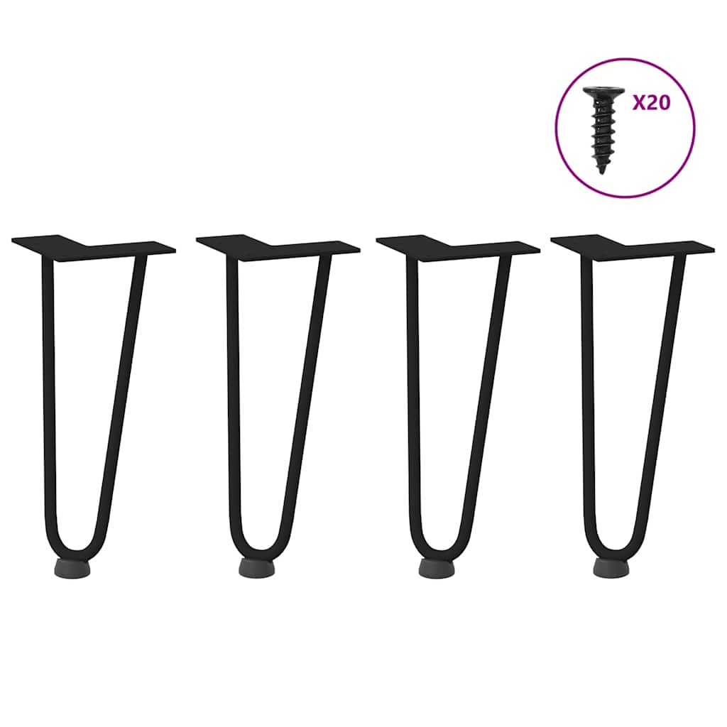 Haarnadelbeine für Couchtisch, 30cm, Schwarz, 4er-Set