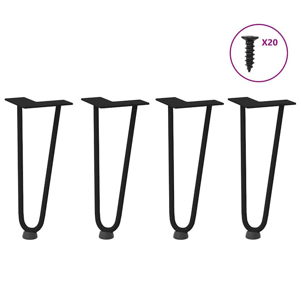 Haarnadelbeine für Couchtisch, 30cm, Schwarz, 4er-Set