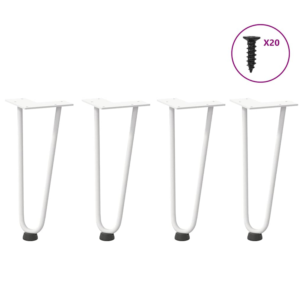 Haarnadelbeine für Couchtisch, 30cm, Weiß, 4er Set