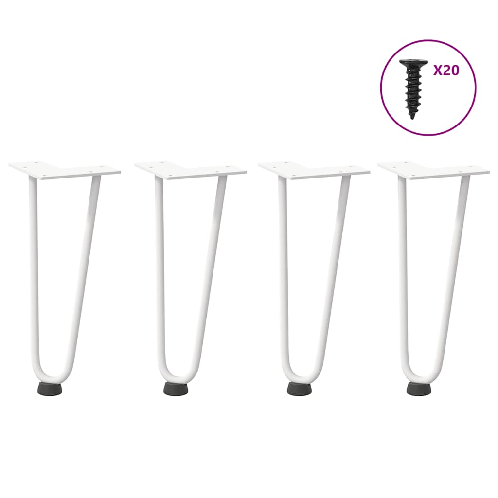 Haarnadelbeine für Couchtisch, 30cm, Weiß, 4er Set