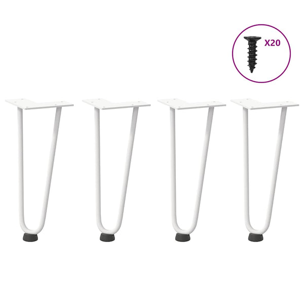 Haarnadelbeine für Couchtisch, 30cm, Weiß, 4er Set