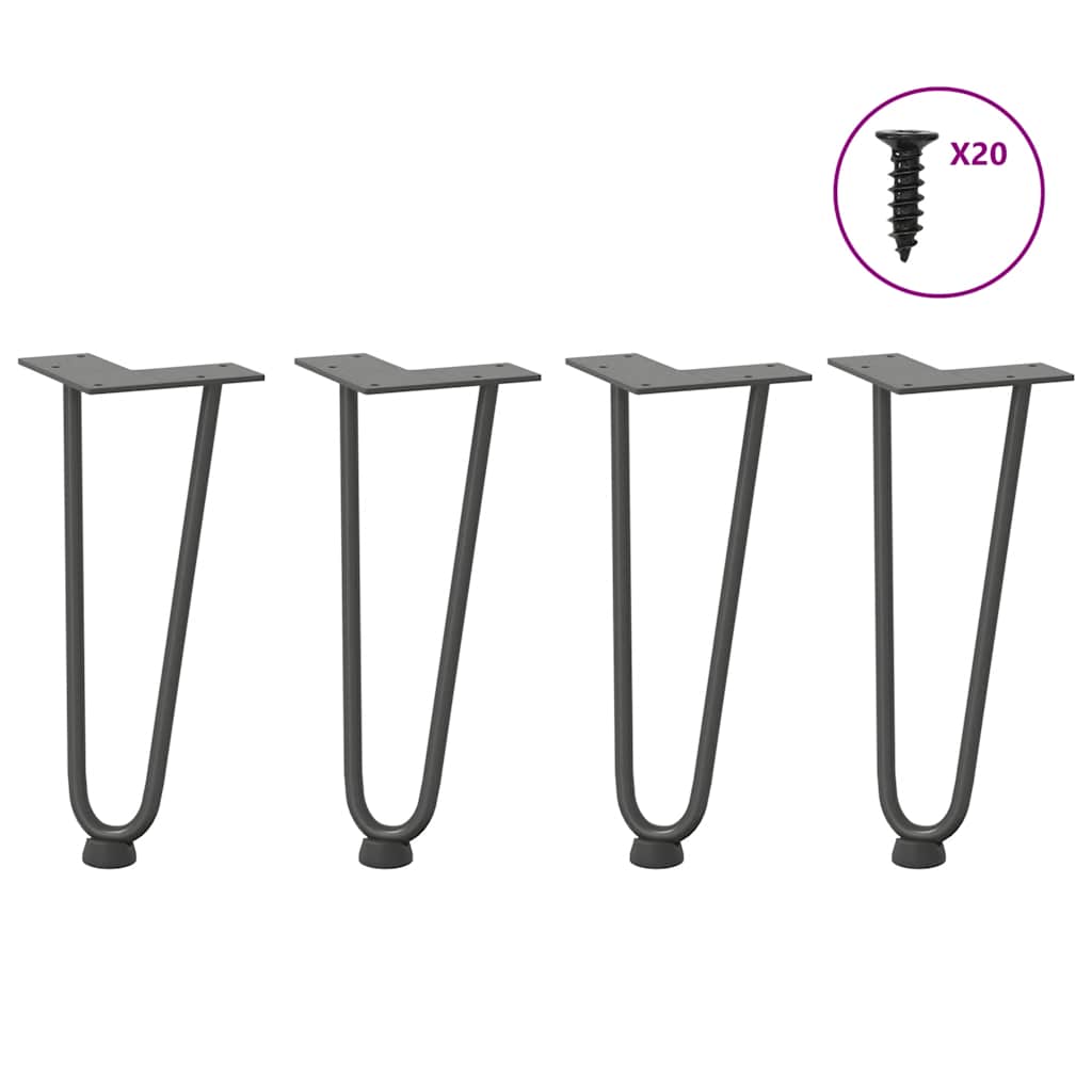 Haarnadelbeine Anthrazit 30cm, 4er Set