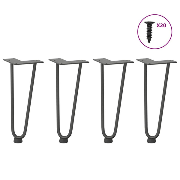Haarnadelbeine Anthrazit 30cm, 4er Set
